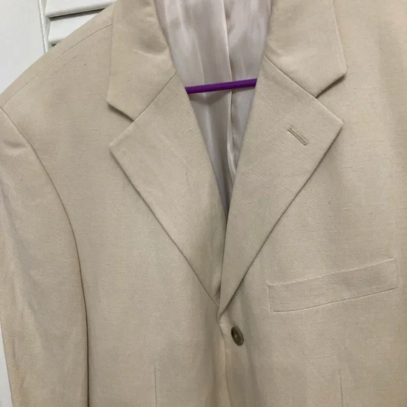 Mens tan silk linen blend blazer 42R - Picture 4 of 5